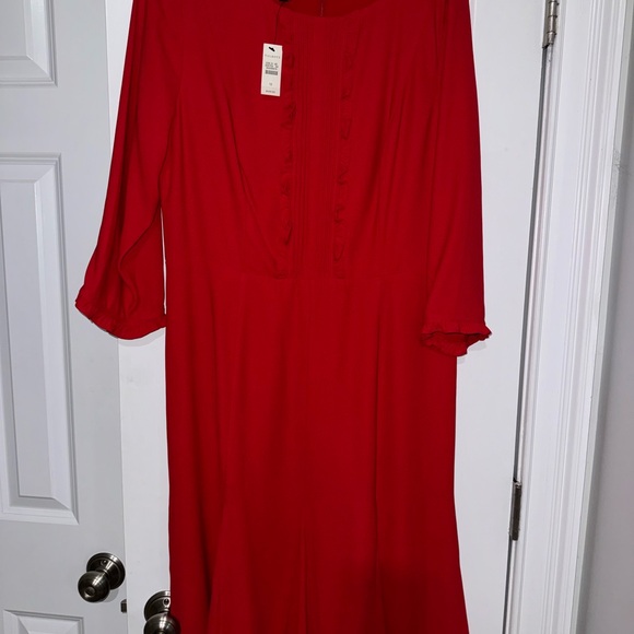Talbots red a line dress with ruffles! ❤️ 👗 - Picture 4 of 5
